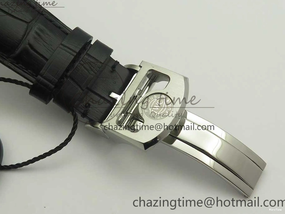 MIROTIME 0331 Upgraded Portuguese Flying Tourbillon SS White Dial 2 Sub Dials on Black Leather Strap 7161